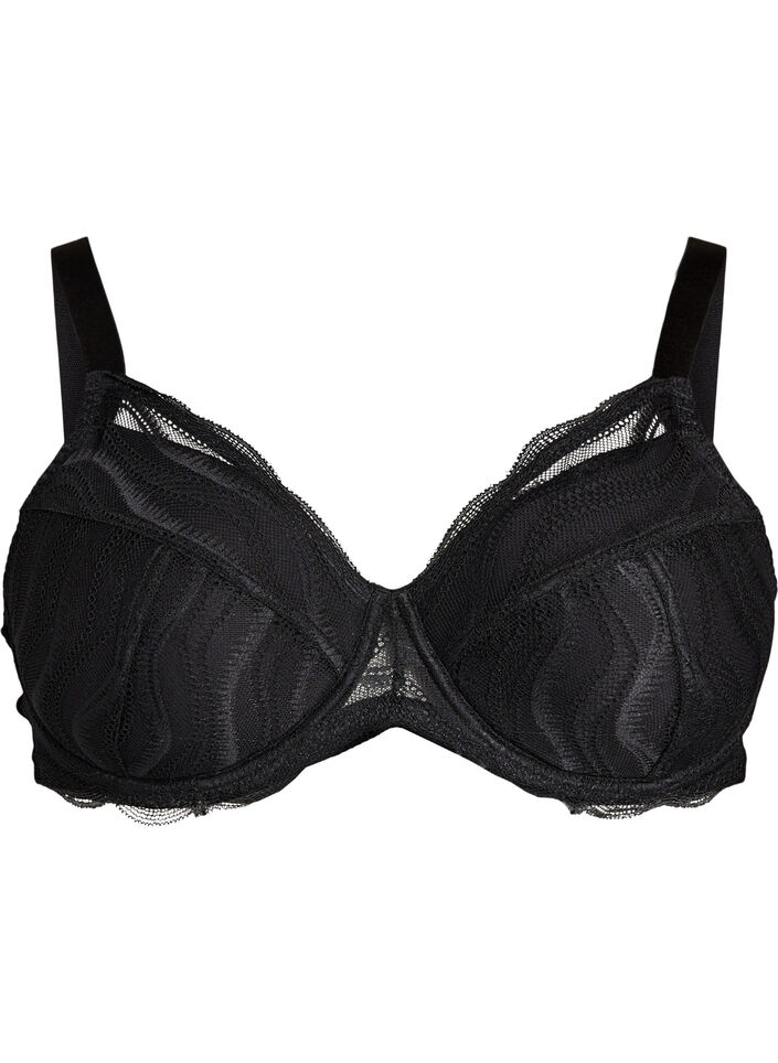 Polstret BH med blonder, Svart, Packshot image number 0
