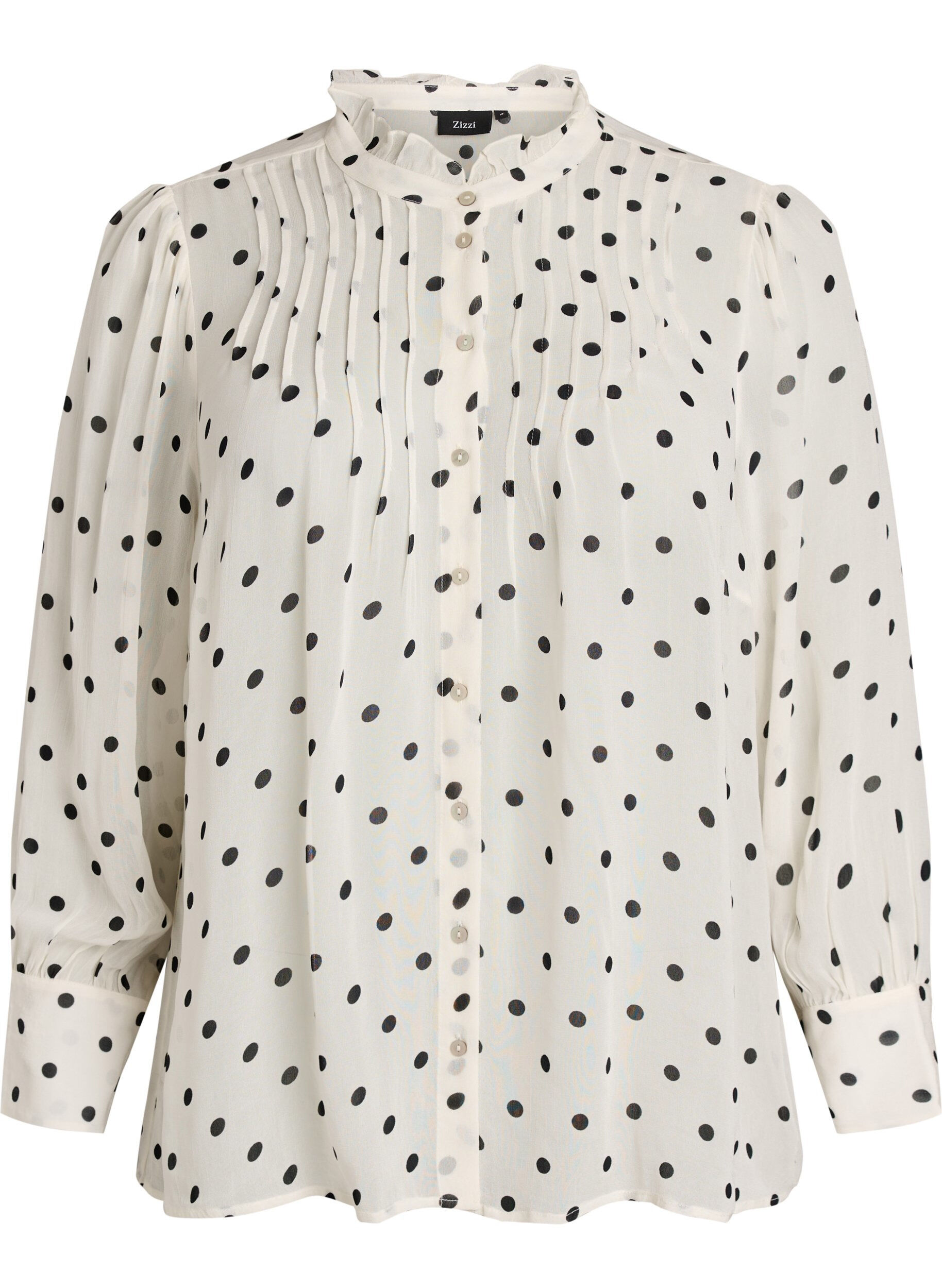 Viskosebluse med en volangkrage
