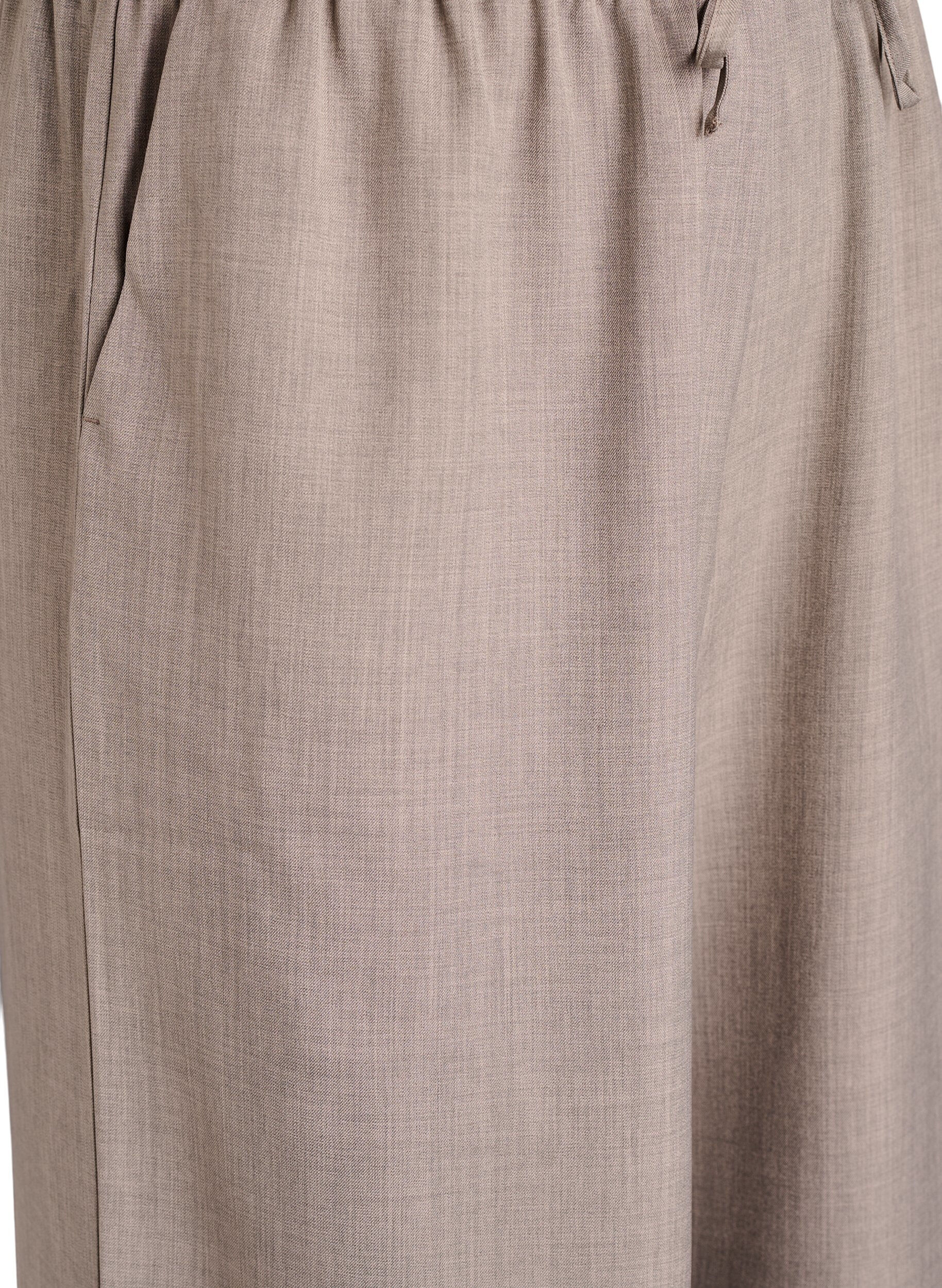 Zizzi Bukse med h&oslash;y midje og vide ben, Beige, Packshot image number 2