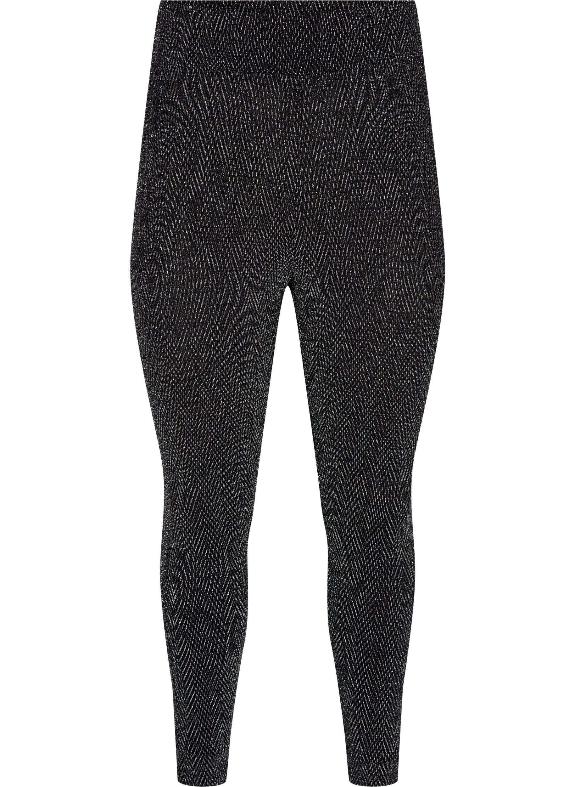 Zizzi Leggings med glitterm&oslash;nster, Silver ZigZagShimmer, Packshot image number 0