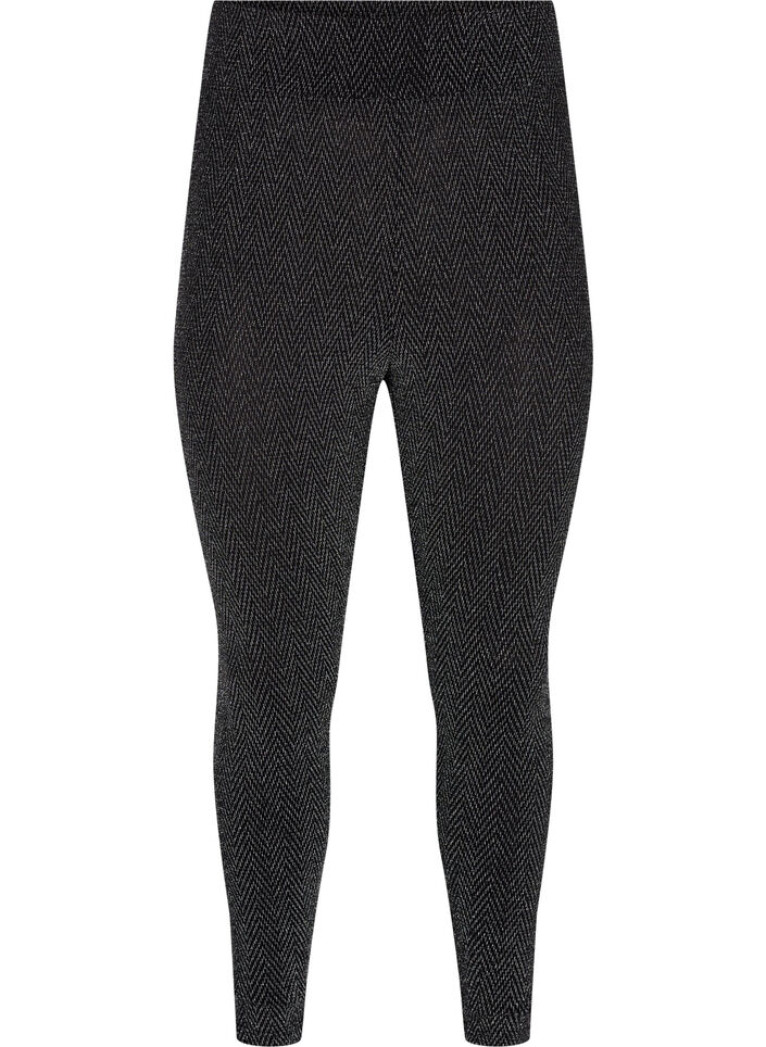 Leggings med glitterm&oslash;nster, Silver ZigZagShimmer, Packshot image number 0