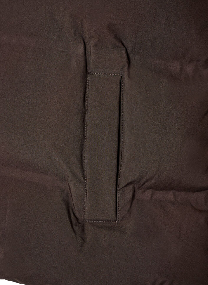 Kort puffvest med h&oslash;y krage, Brun, Packshot image number 3