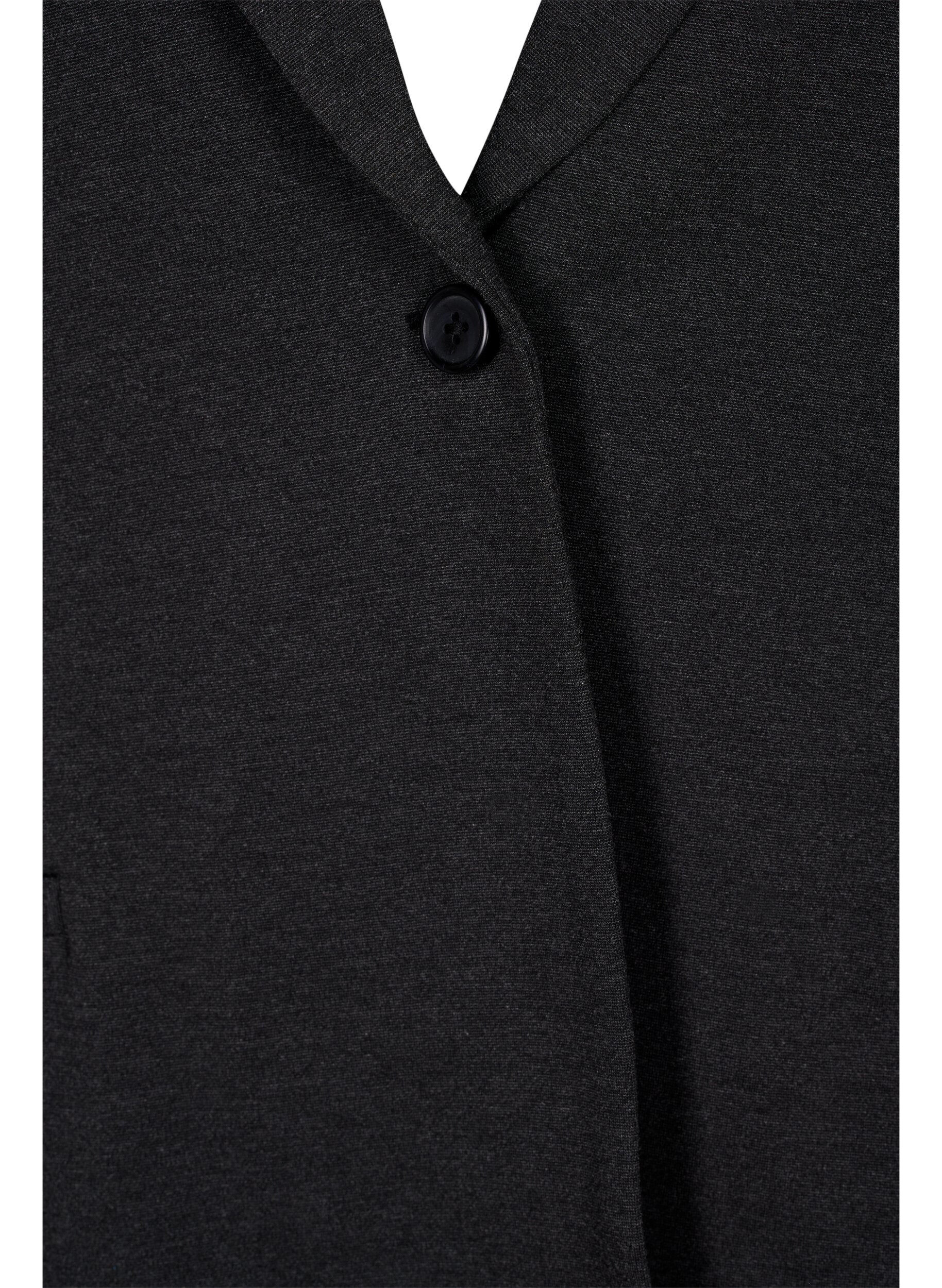 ZizziEnkel blazer med knapp og pyntelommer, Gr&aring;, Packshot image number 2