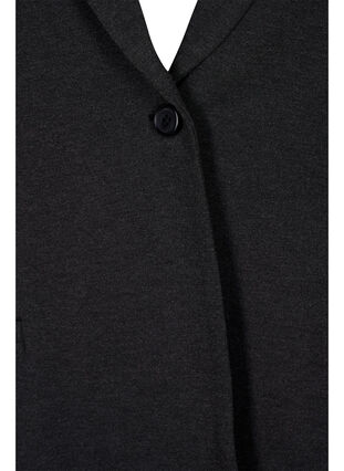Enkel blazer med knapp og pyntelommer, Dark Grey Melange, Packshot image number 2