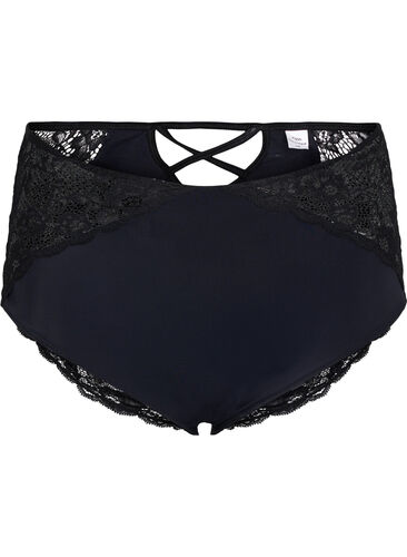 Truse med høyt liv og blonder, Black, Packshot image number 0