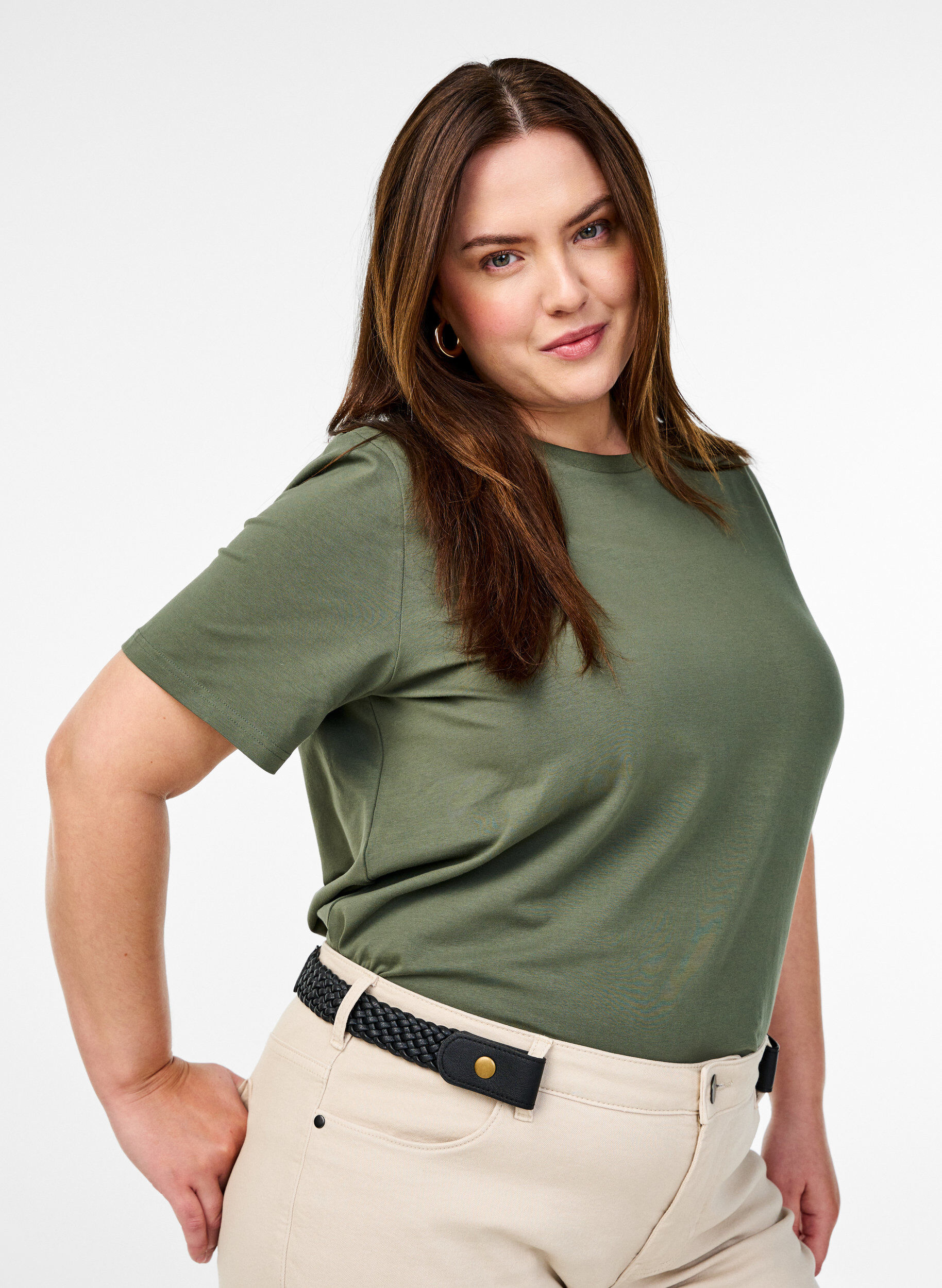 Zizzi Flettet elastisk belte, Svart, Model image number 0