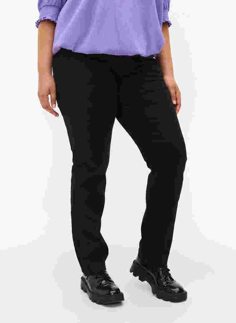 Slim fit Emily jeans med normal høyde i livet, Black, Model image number 4