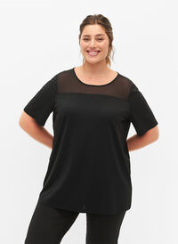 Kortærmet treningst-skjorte med mesh, Black, Model