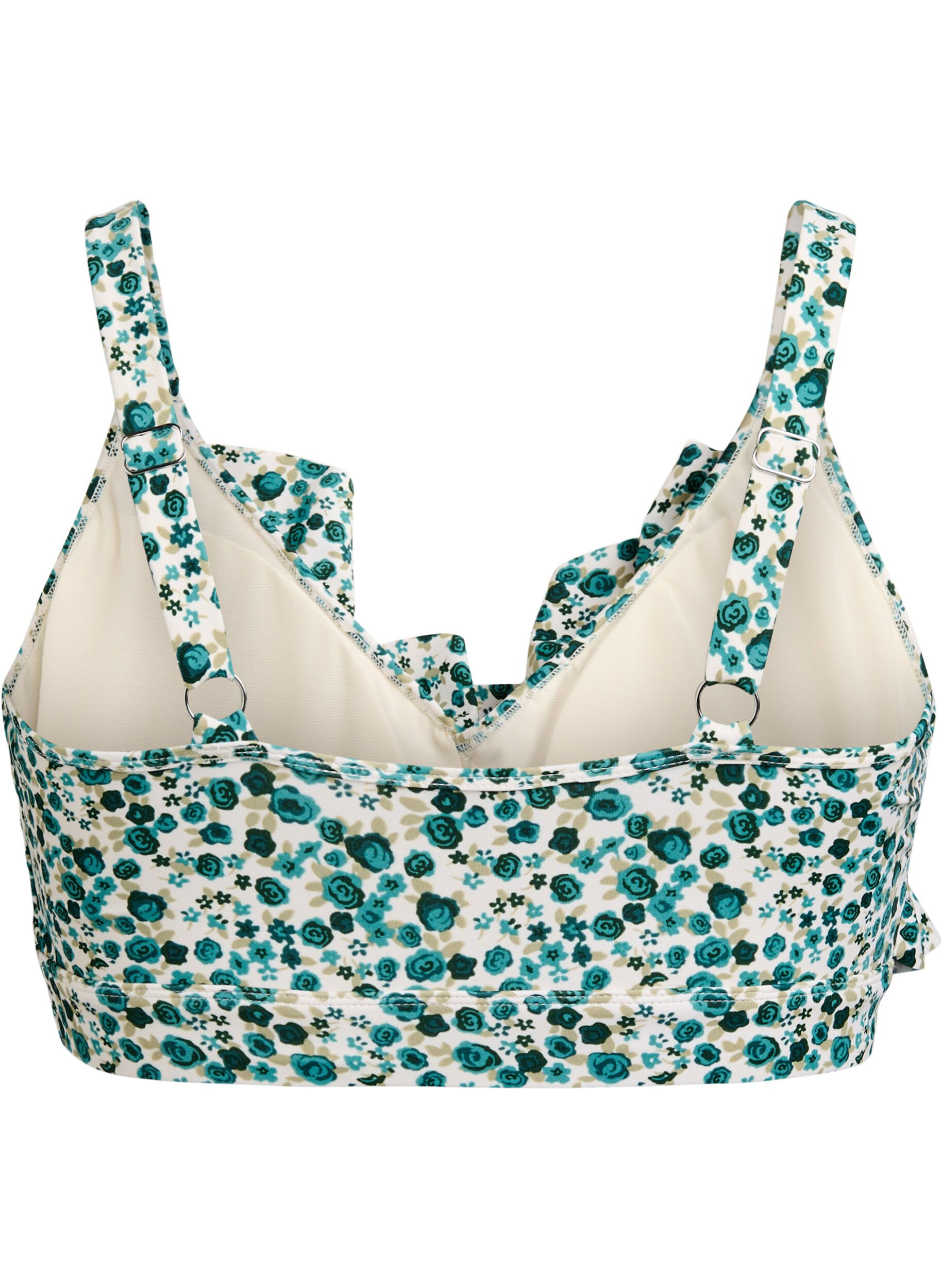 ZizziBlomstrete bikinioverdel med volangdetaljer, Gr&oslash;nn, Packshot image number 1