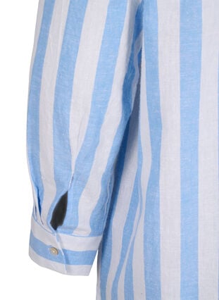 Lang skjorte i lin og bomull, Blue White Stripe, Packshot image number 4