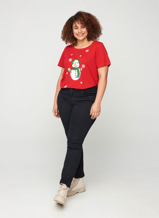 T-skjorte med julemotiv og paljetter, Red, Model image number 2