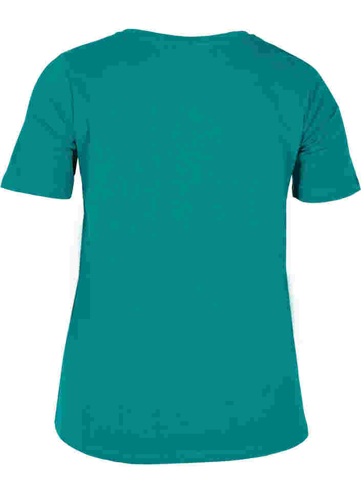 Basis T-skjorte med V-hals, Teal Green, Packshot image number 1