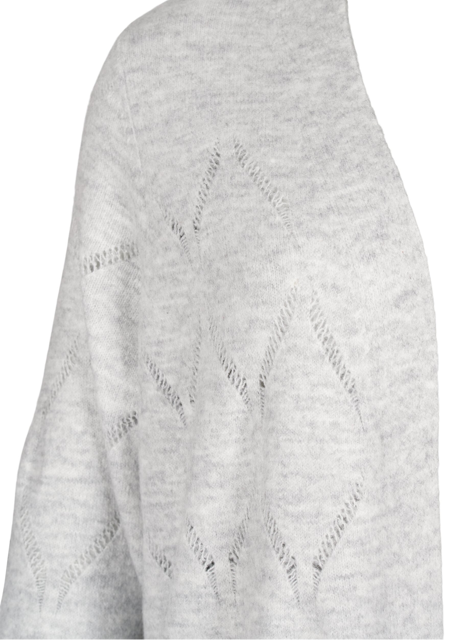 Zizzi Strikket cardigan med lange ermer, Light Grey Melange, Packshot image number 2