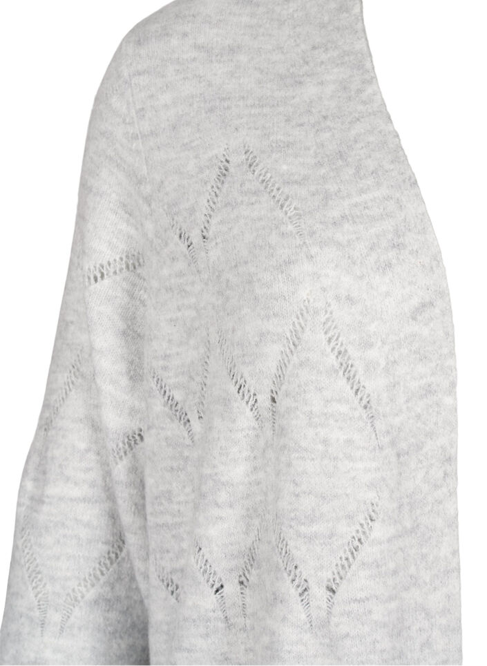 Strikket cardigan med lange ermer, Light Grey Melange, Packshot image number 2