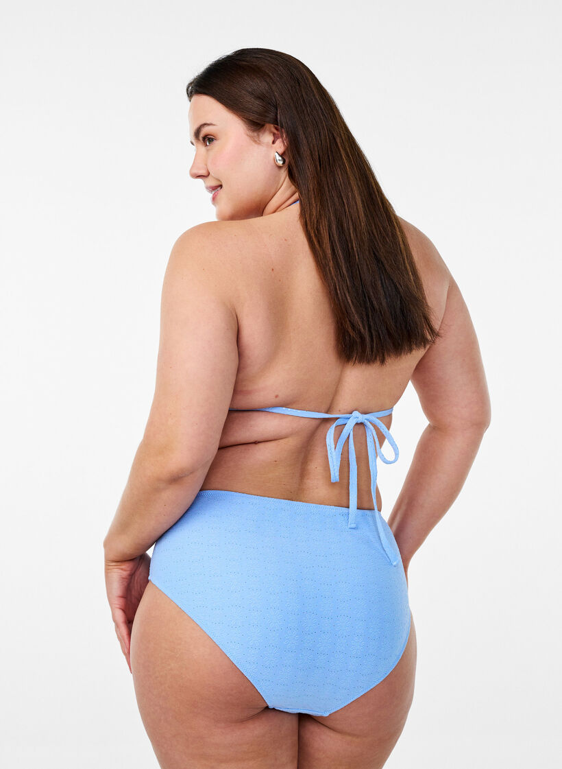Bikinitruser med tai-snitt og strukturert mønster, Placid Blue, Model