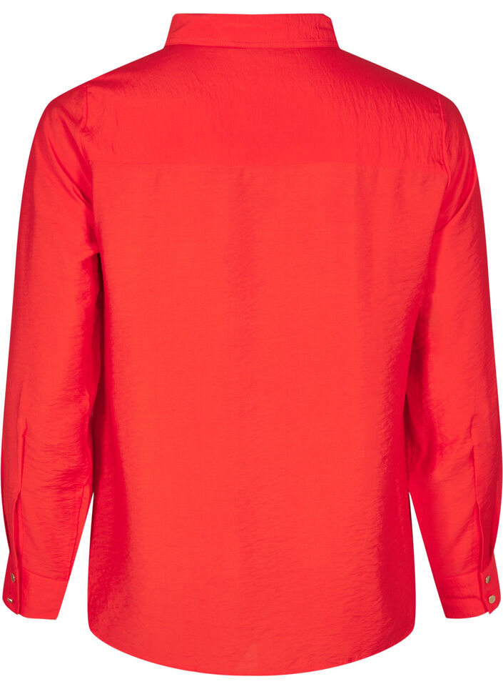 Skjorte med krage og brystlommer, Rød, Packshot image number 1