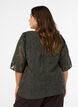 Jacquard bluse med glitrende detaljer og puffede ermer, Gr&oslash;nn, Model image number 2