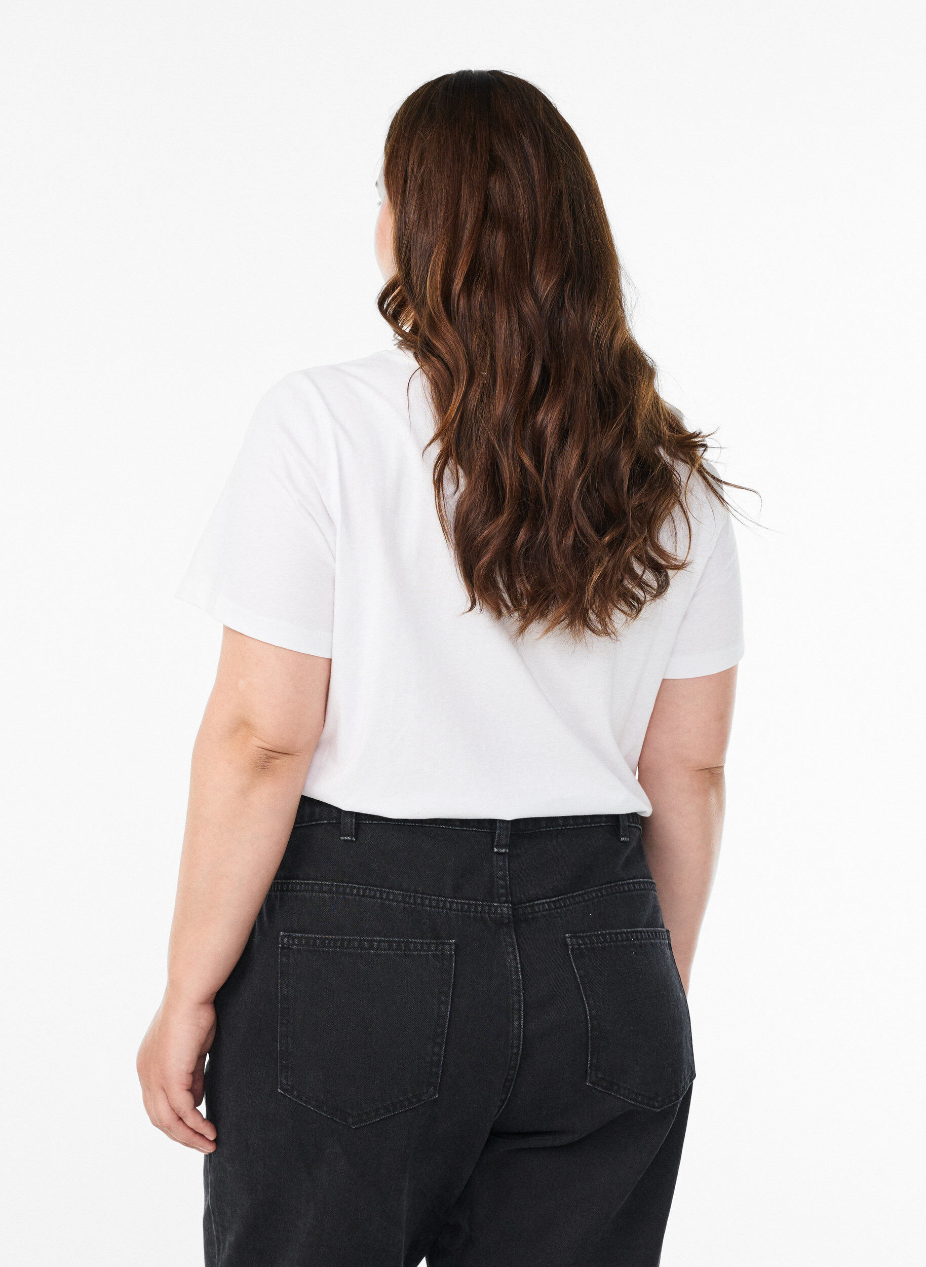 Zizzi Bomulls-t-skjorte med trykk foran, Hvit, Model image number 2