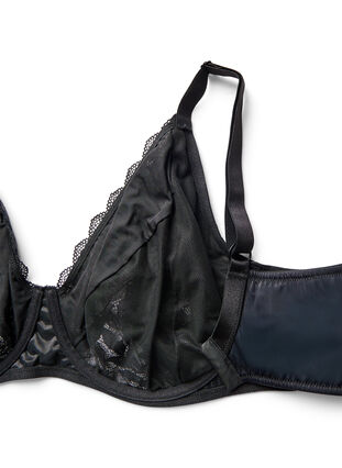 Zizzi Heldekkende BH med blonder, Black, Packshot image number 3