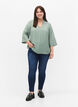 Ensfarget bluse med 3/4 ermer, Chinois Green, Model image number 2