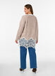 Strikkebluse med raglanermer og en bred blondedetalj, Beige, Model image number 2