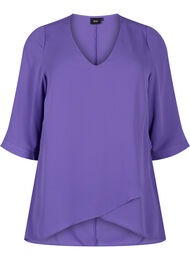Bluse med 3/4-ermer og V-hals, Ultra Violet