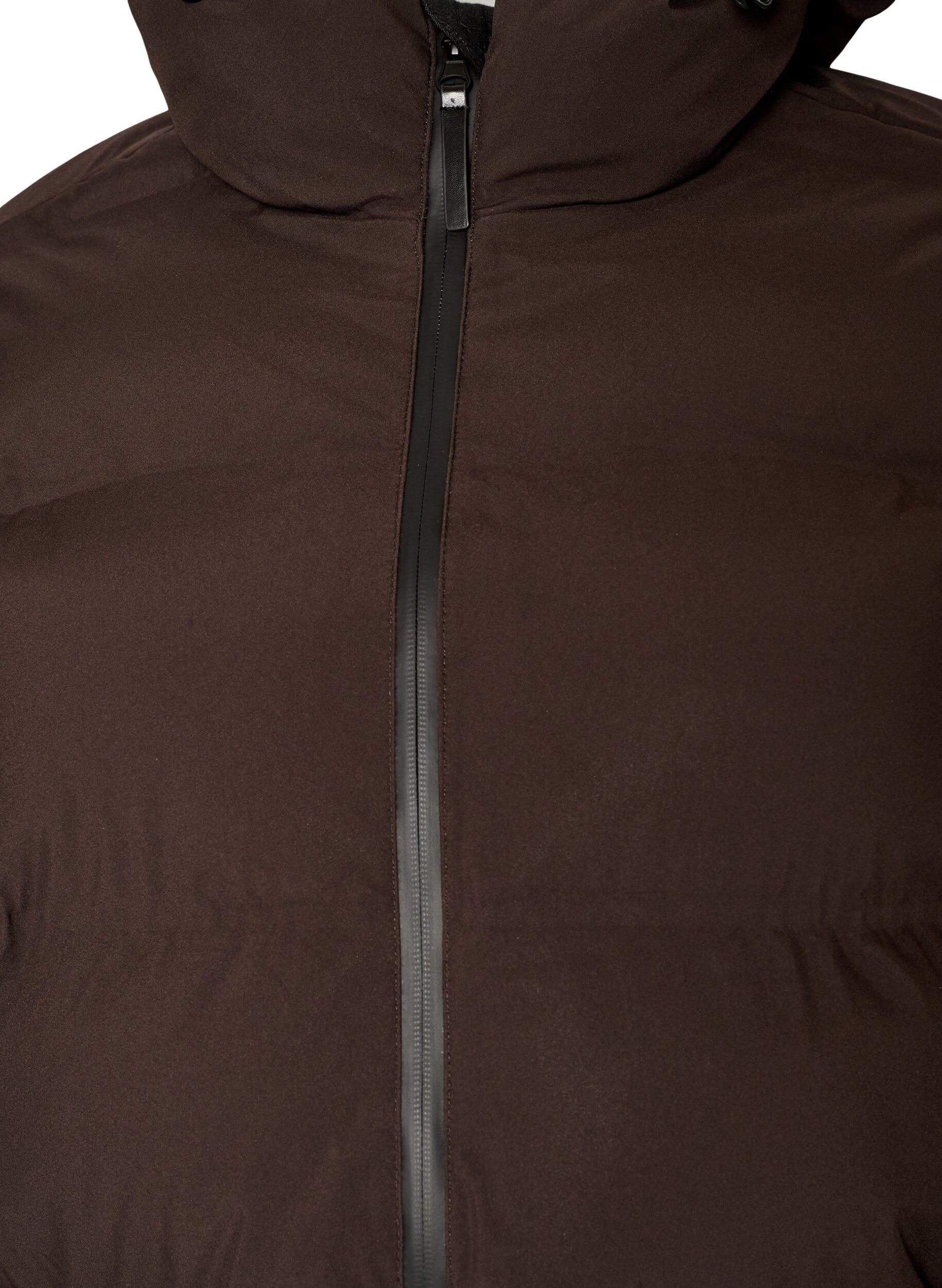 ZizziLang vinterk&aring;pe med hette, Brun, Packshot image number 2