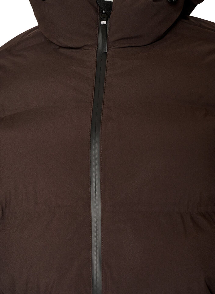 Lang vinterk&aring;pe med hette, Brun, Packshot image number 2