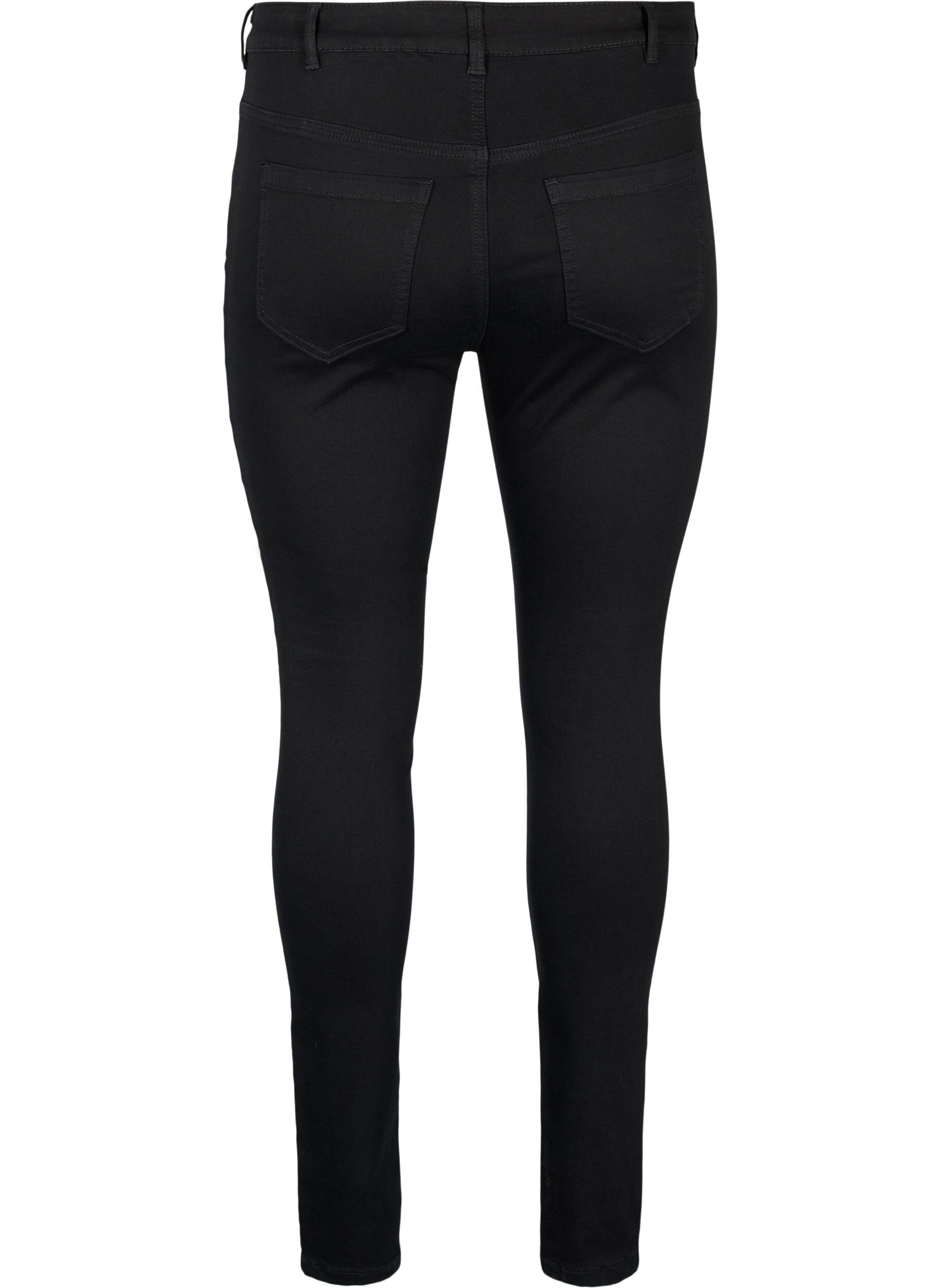 Zizzi H&oslash;y midje Amy jeans med rhinestones, Black, Packshot image number 1