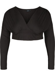Cropped topp med lange ermer, Black