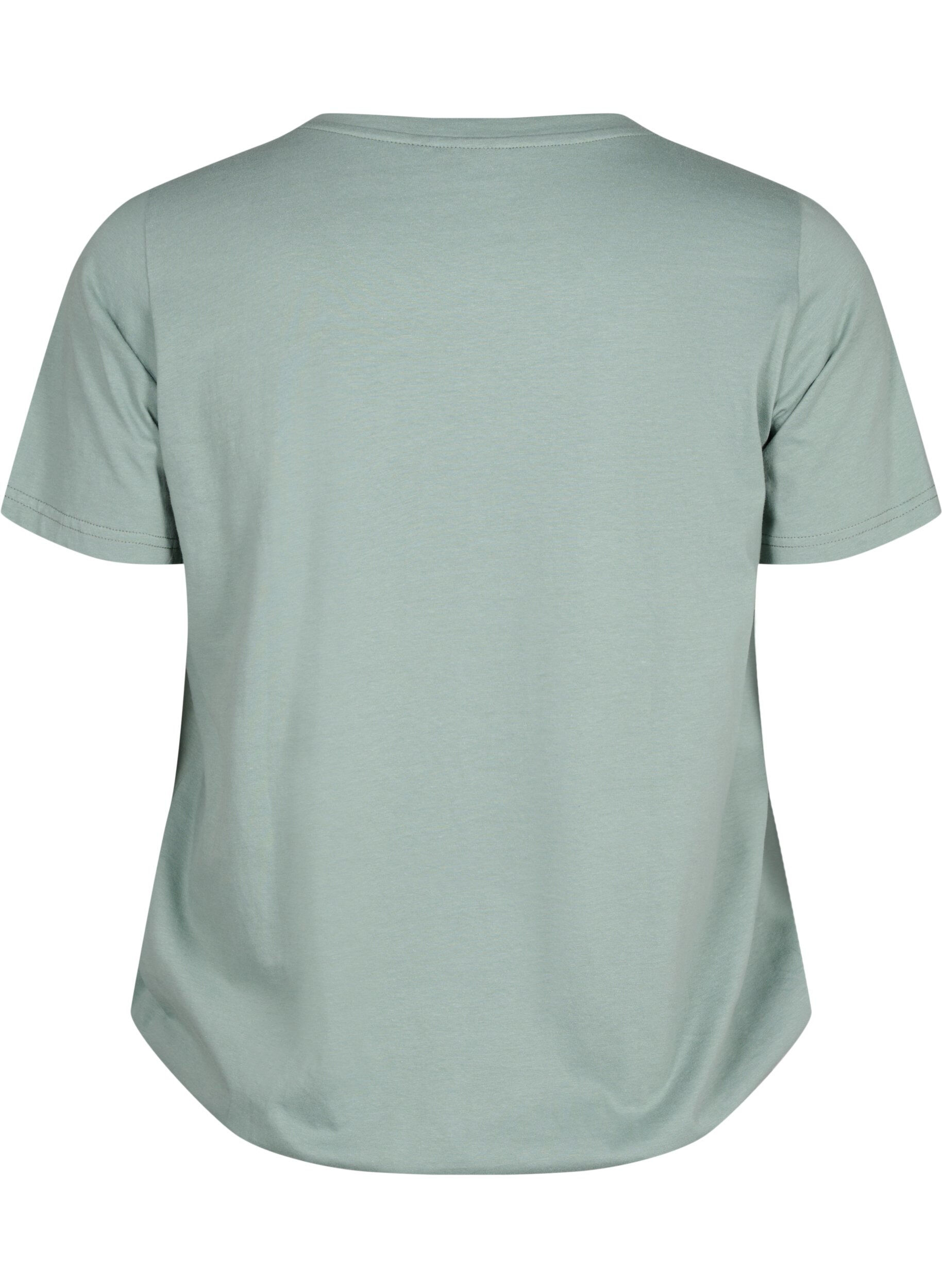 Zizzi Kortermet T-skjorte i bomull med elastisk kant, Chinois G. W. Live, Packshot image number 1