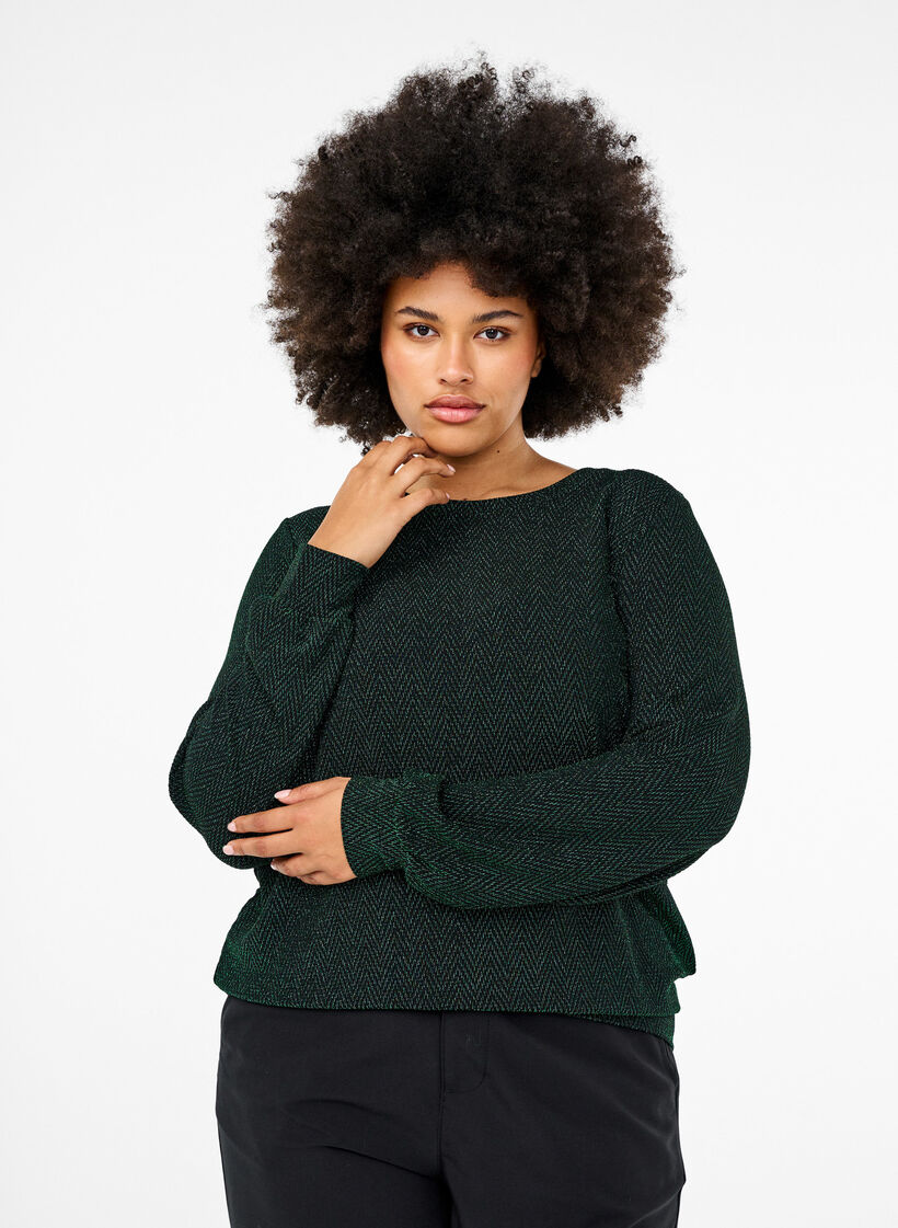 Bluse med shimmer mønster, Scarab ZigZagShimmer, Model image number 0