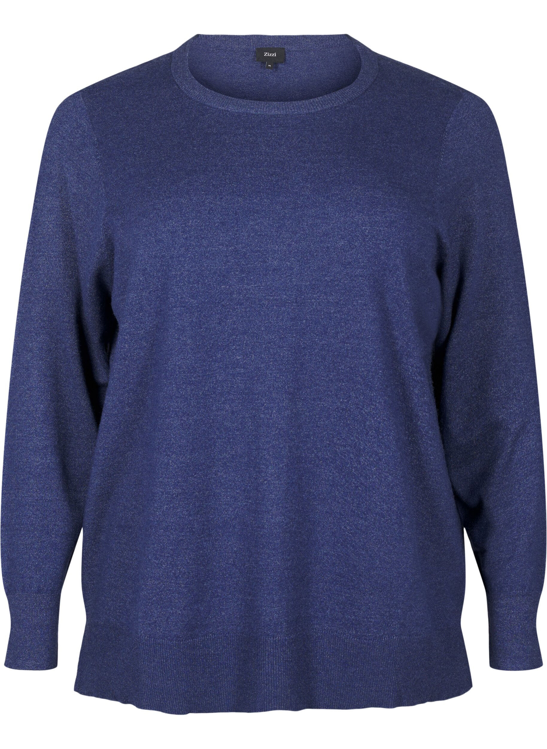 ZizziLangermet strikket bluse med splitt, Bl&aring;, Packshot image number 0