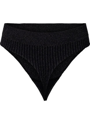 G-streng med glitter og normal høyde livet, Black w. Lurex, Packshot image number 1