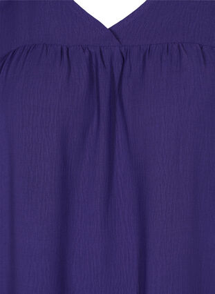 Ensfarget bluse med korte puffermer, Parachute Purple, Packshot image number 2