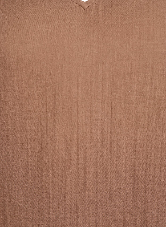 Ermel&oslash;s topp i bomullsmusselin med volanger, Brun, Packshot image number 2