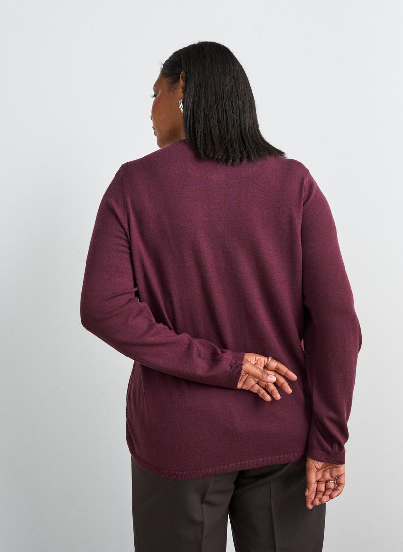 Cardigan med runde knapper, R&oslash;d, Model image number 2