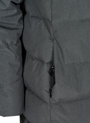 Lang tynn boblejakke med hette, Dark Grey Melange, Packshot image number 3