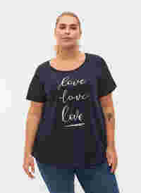 Kortermet T-skjorte med trykk, Night Sky Love Love, Model