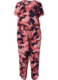 Jumpsuit i viskose med korte ermer