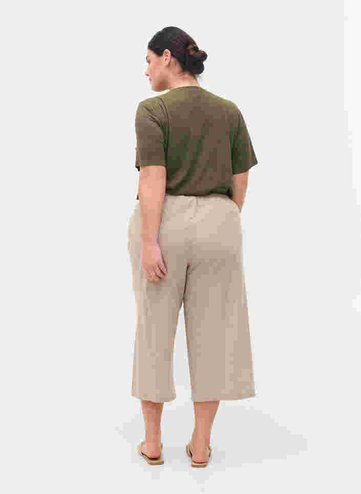 7/8-bukser i bomullsmiks med lin, Simply Taupe, Model