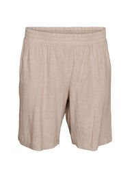 H&oslash;ymidjede shorts i lin og viskose, Beige