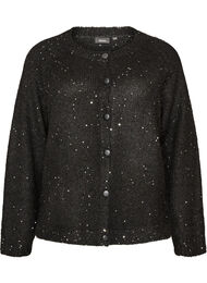 Cardigan med paljetter og knapper, Svart