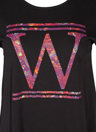 T-skjorte i bomull med et fargerikt trykk, Black W, Packshot image number 2