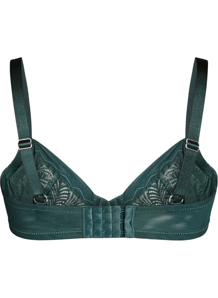 Heldekkende BH med bøyle og blonder, Grønn, Packshot image number 1
