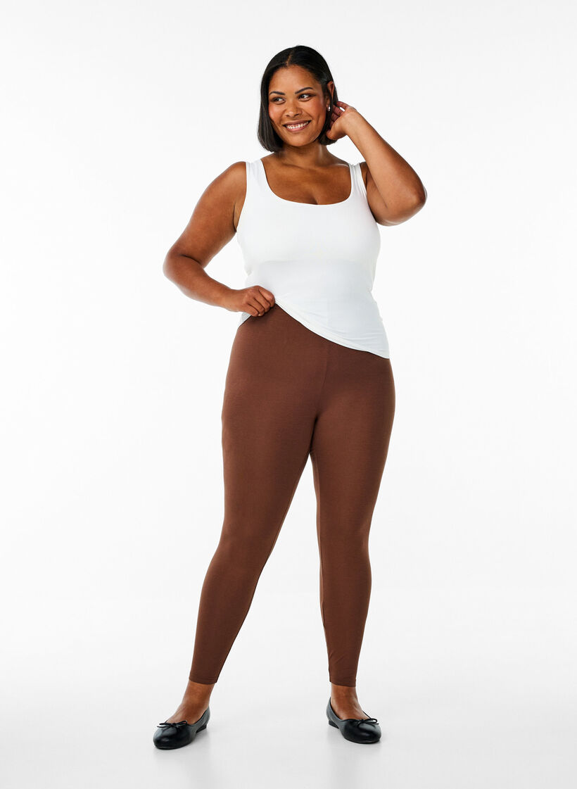 Basis leggings i viskose, Brun, Model image number 1