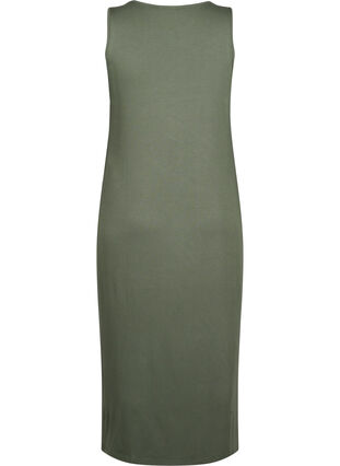 Ermeløs kjole i ribbestrikket viskose, Thyme, Packshot image number 1