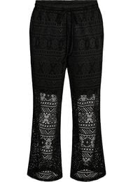 Bukser i hullbroderi med rette ben, Svart