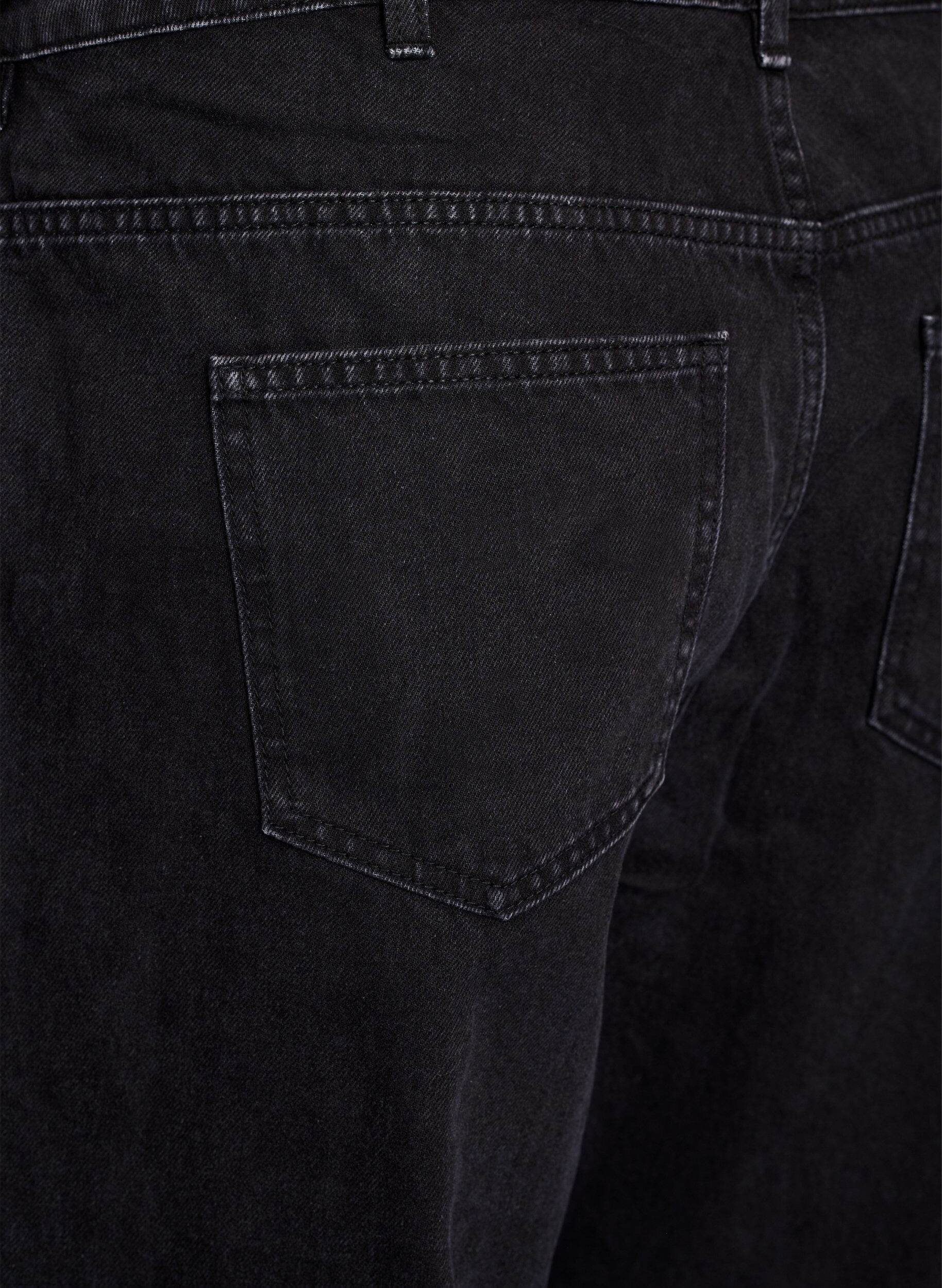 Zizzi Straight fit jeans med knytebelte, Svart, Packshot image number 3