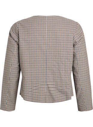 Zizzi Klassisk rutete blazer med gullknapper, Check brown, Packshot image number 1